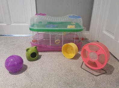 hamster cage and accessories