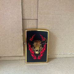 Black, ram skull and fire zippo style lighter