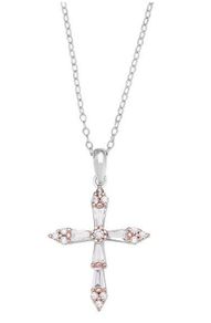 Sterling Silver Cubic Zirconia Cross Pendant Necklace