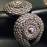 Silver tone textured hinged cuff bracelet Image 5