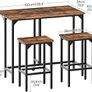 Breakfast Bar Table with 2 Bar Stools, 100 cm Folding Dining Table with 2 Stools, Dining Table Set, Industrial Steel Frame, for Restaurant, Living Room, Pub, Rustic Brown and Black Image 5