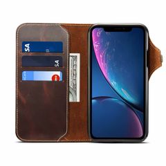 iPhone 14 Pro Max Case Genuine Leather Red Luxury Bank notes cards holder