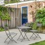 2-Seater Chair Bistro Set Garden Patio Table & Chair Black Rattan Furniture Grey Image 7