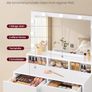 LED Dressing Table with LED Lighting, Vanity Table with Mirror, Adjustable Brightness, 2 Drawers and 3 Open Compartments Image 5