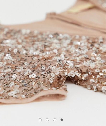 Maya Bridesmaid v neck maxi tulle dress with tonal delicate sequins in taupe blush
