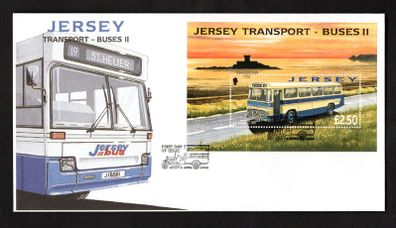 2008 Jersey Jersey Transport (3rd series). Coaches Commemorative Stamp Miniature Sheet First Day Cover (FDC)