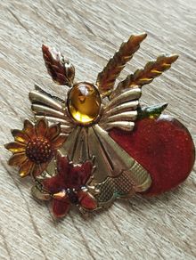 Vintage  Brooch Guardian Angel Flowers Harvest KENNETH COLE