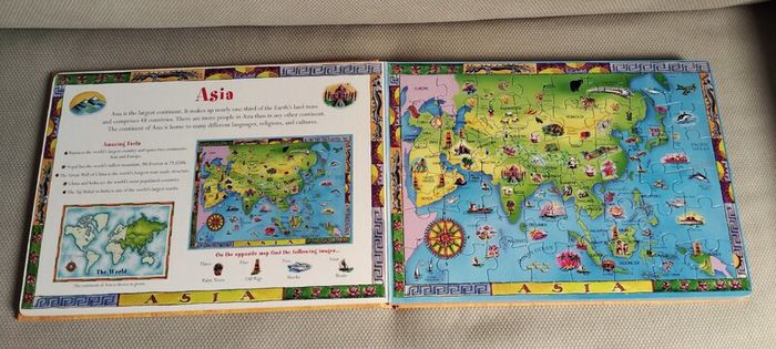Seven continents of the world educational jigsaw book