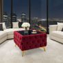 Chester Lux Coffee Table Velvet Square 63x63x45cm with Glass F Image 4