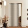 Temporary Door Curtain & Room Divider with Rod Linen Look, Folding Accordion Door Cover, with Magnetic Closures,W 60" x L77",Temporary Door Image 8