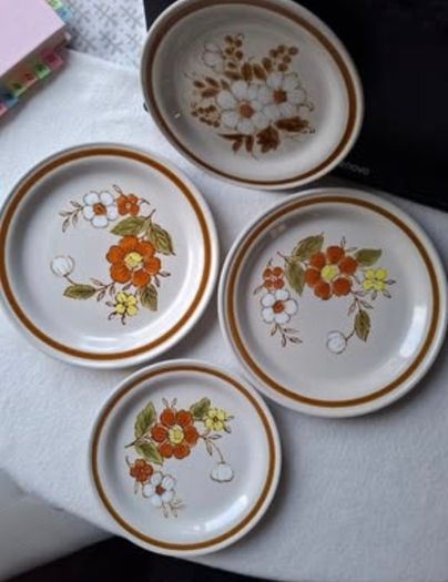Vintage Mountain Wood Collection Stoneware Plates Set of 4 Japan