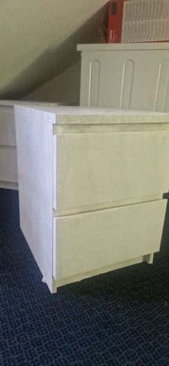 Malm - painted chest of drawers and 2 bedside lockers
