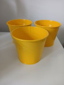 3 x yellow plant pots/tins
