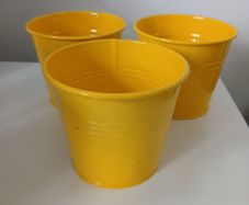 3 x yellow plant pots/tins