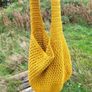 Handmade cotton crochet tote bag - mustard yellow, shopping bag, woven shopper  bag Image 2