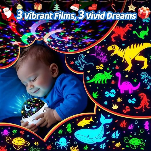 Sensory Star Projector Night Light for Babies & Kids, 93 Light Modes, Dimmable + Timer + Remote, 360 Rotation, Perfect Baby Girl & Boy Gift