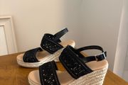Black Sparkle Espadrille Sandals