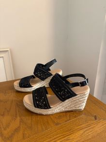 Black Sparkle Espadrille Sandals