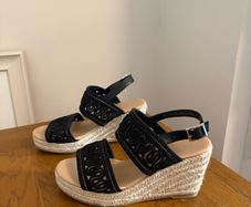 Black Sparkle Espadrille Sandals