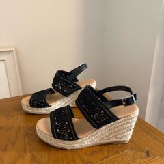 Black Sparkle Espadrille Sandals
