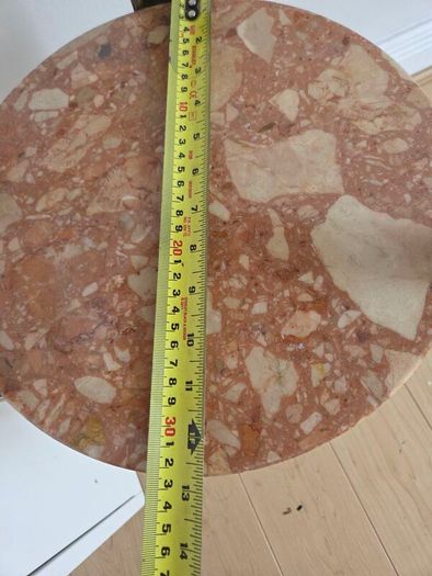 Vintage French Brass & Pink Marble 2-Tier Side Table Plant Stand