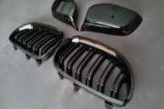 BMW 5 Series E60 E61 Black Kidney Grilles &amp; Mirror Covers Set Brand New