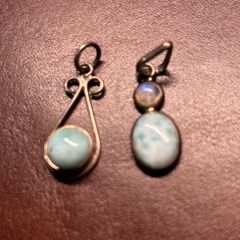 Two Larimar & silver pendants