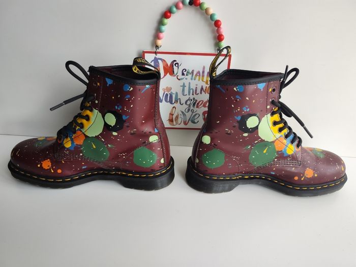 Dr Martens 1460 Pascal splash paint splatter 8 hole red boots UK6.5 EU40 US8.5
