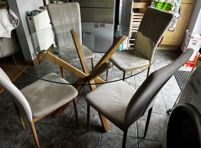 Glass Top Table and Four Chairs