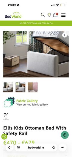 Kids Ottoman Bed With Safety Rail
