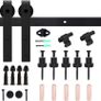 Sliding Barn Door Kit 5FT/152CM Black Heavy Duty Barn Door Sliding Hardware Track Kit for Single Wood Door 76CM Wide Image 7