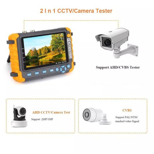 IV8W 8MP CCTV Tester 5 inch Camera Monitor 4K AHD/CVI/TVI CVBS CCTV Analog Cameras Tester with HDMI VGA Input CFTV Mini Monitor