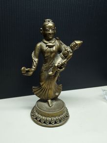 Vintage Brass Mother and Child Figurine Tibetan / Indian Style 15 cm
