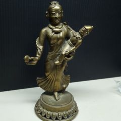 Vintage Brass Mother and Child Figurine Tibetan / Indian Style 15 cm