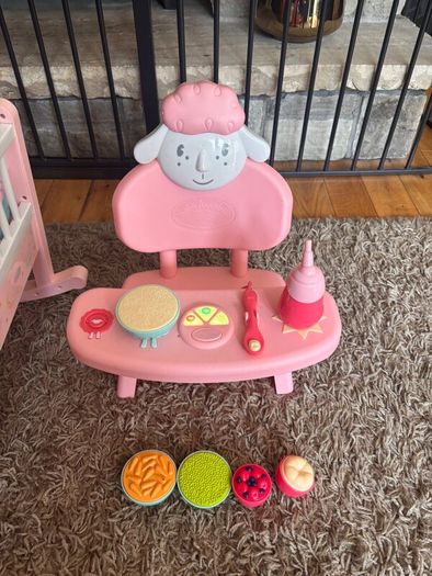 Baby Annabell doll, high chair & rocking crib