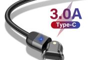 USLION 2M USB-C QC 3.0-2.0 3A 180 Rotate+LED Cable Fast Charging &amp; Data Sync Nylon Braided Cable (Brand New/Warranty)