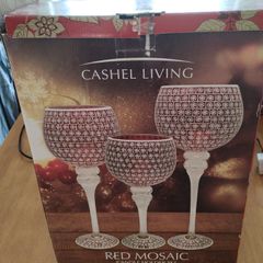 Red Mosaic Candle Holder Set (26282)