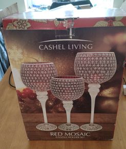 Red Mosaic Candle Holder Set (26282)