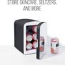 NEW SALE | Portable Mirrored Personal Fridge 4 Litre Mini Refrigerator, Skin Care, Makeup Storage, Beauty, Serums and Face Masks, Small for Desktop Or Travel, Cool & Heat, Cosmetic Application, Black Image 4