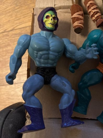 Vintage 80s Action Figure Lot MOTU Skeletor Merman, Rock Lords Granite, Super Naturals Hologram