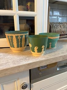 Set of 3 vintage French style plastic flower pots