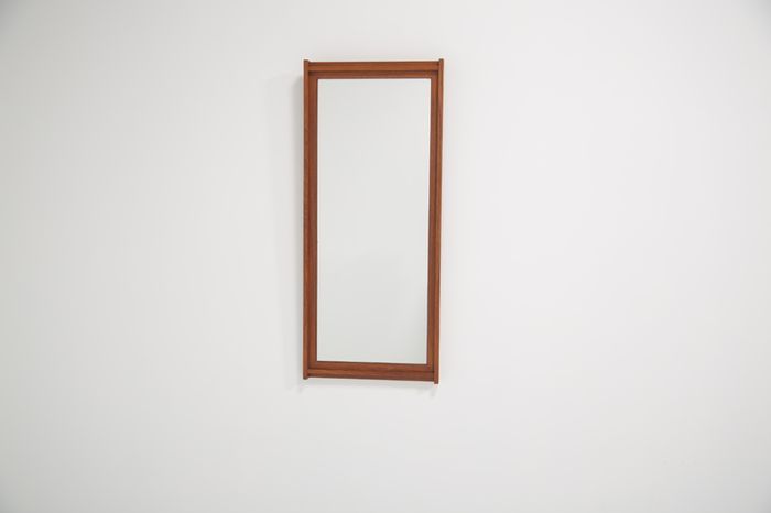 Vintage Swedish Profiled Teak Mirror, 1960s