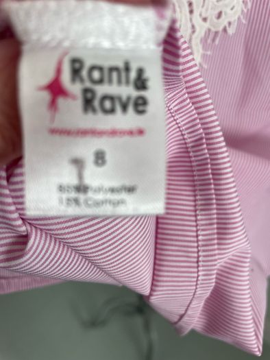 top pink & white short sleeve top size 8