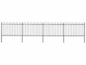 Garden Fence with Hoop Top Steel 6.8x1.2 m Black