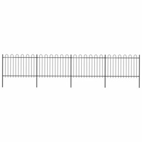 Garden Fence with Hoop Top Steel 6.8x1.2 m Black