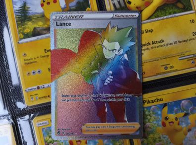 Lance ! Rainbow Secret Rare ! from Silver Tempest Set ! 2022 ! Pokemon Card !