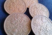 English Sixpence Coins.