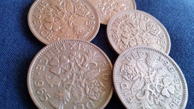 English Sixpence Coins.