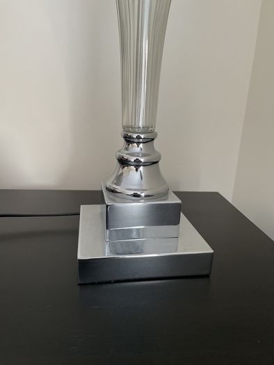 Tall silver and crystal lamp