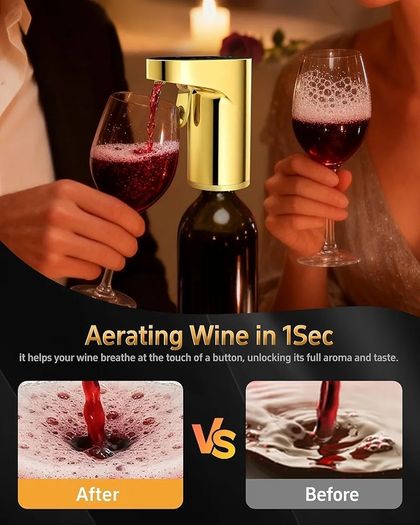 5-in-1 Electric Wine Decanter & Smart Liquor Dispenser - Easter Party Essential | Automatic Aerator with 1-999ml Precision Dosing | Easter Gift for Wine Lovers, Whiskey Enthusiasts & Hosts (Gold)